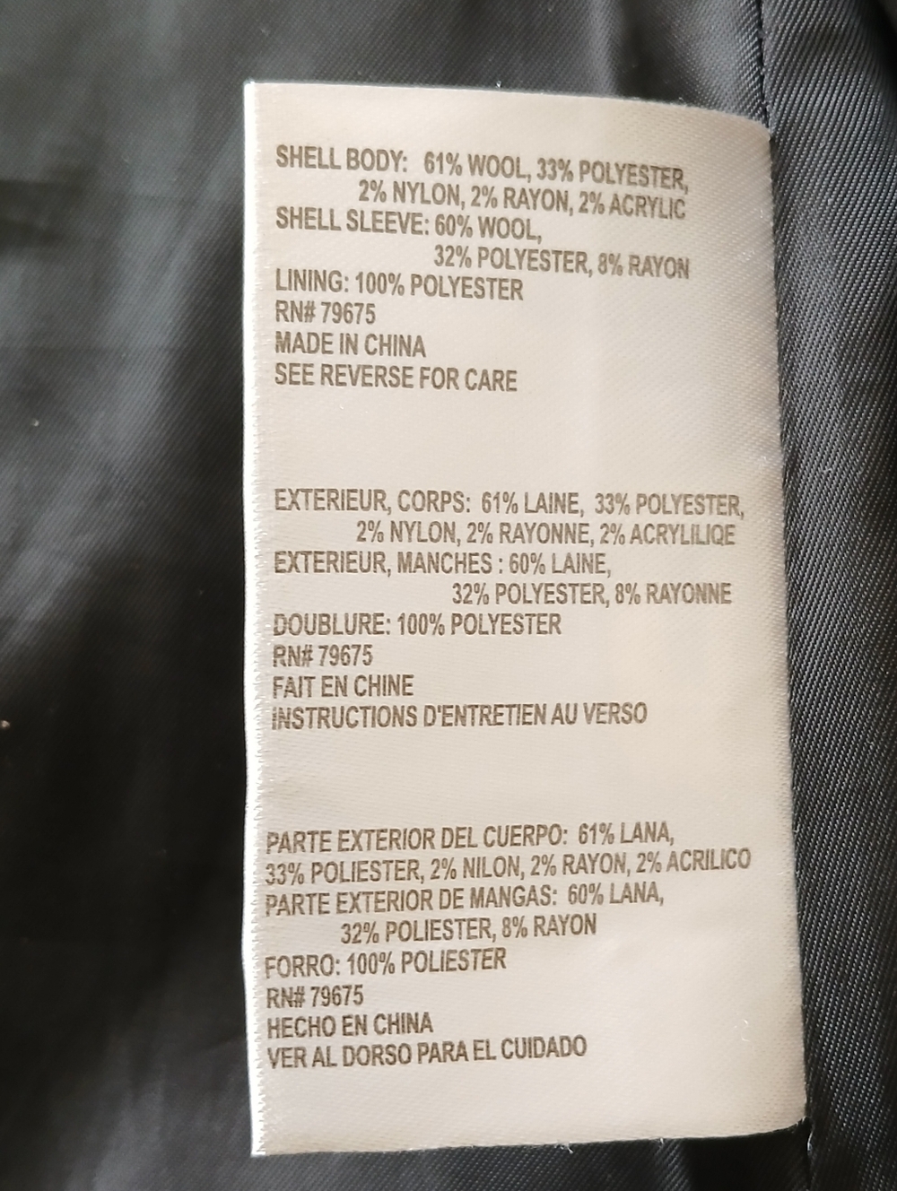 Michael Kors 8 Two-Tone Black and Charcoal Pea Coat Asymmetrical Moto Jacket - Picture 4 of 6